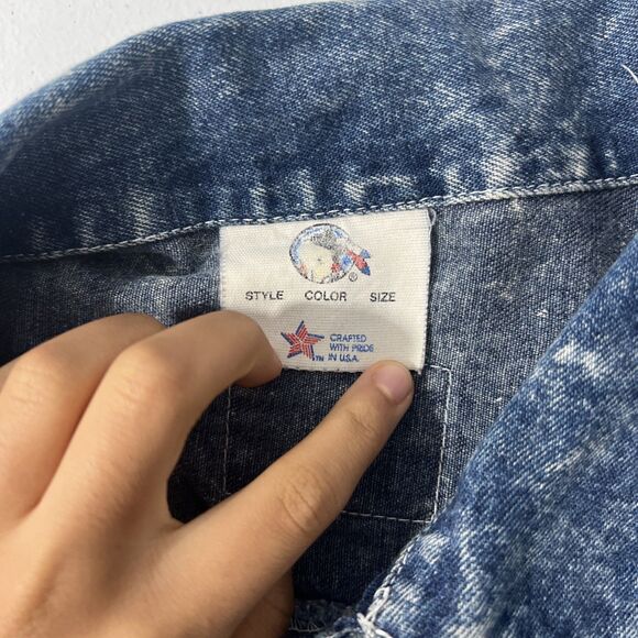 Vtg Cherokee Denim Jacket Womens M Acid Wash Hi‎ Low 80s Y2K Made USA - Picture 6 of 10